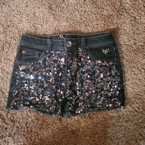 Justice Premium Sequin Jean Shorts, 14S